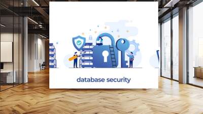 database security, phishing, hacker attack concept. hackers stealing personal data. flat design illustration vector Wall mural