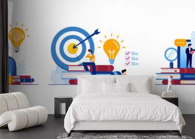 exam, online test and checking answers, examination, test, quiz, flat vector illustration vector Wall mural