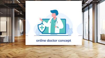 Online doctor, medical concept, consultation, ask doctor, illustration flat design vector Wall mural