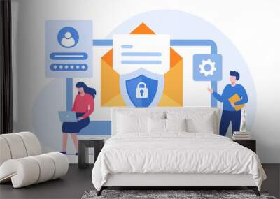 Personal data security, cyber data security online concept illustration, internet security or information privacy. flat vector illustration banner and protection Wall mural