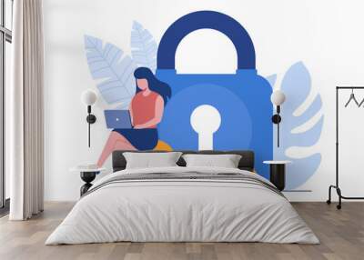 Personal data security, cyber data security online concept illustration Wall mural