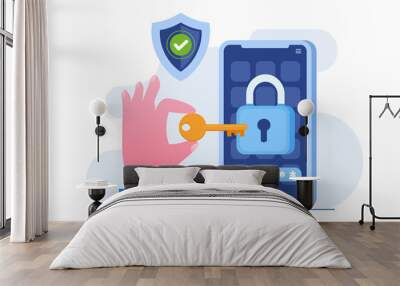 Personal data security, cyber data security online concept illustration Wall mural