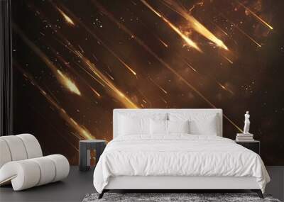 dazzling aerial assault:missiles soar through the nighttime sky,leaving brilliant trails of destruct Wall mural