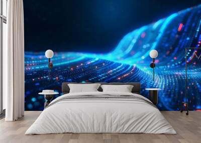 Glowing Digital Data Visualization of Financial Market Growth and Investment Trends Wall mural