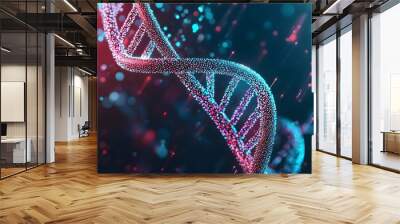 Glowing Genetic Patterns of Futuristic Biotech Design Wall mural