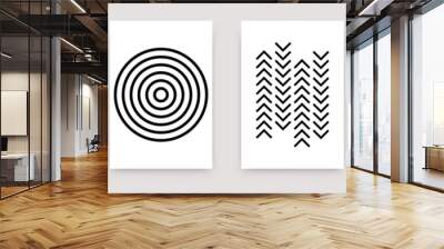 Abstract geometric monochrome posters. Scandinavian line art templates simple swiss style. Vector set Wall mural