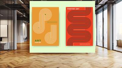 Abstract modernism poster design. Vintage cover set swiss memphis style. Retro vector geometric art illustration for journal, books, flyers, magazines Wall mural