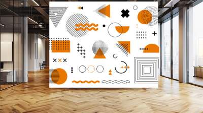 Geometric abstract elements memphis style. Set of funky bold constructivism graphics for posters, flyers. Vector yellow and black minimal shapes for modern cover design Wall mural