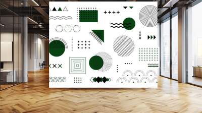 Geometric memphis elements. Minimal abstract geometry shapes, funky bold constructivism icons for posters. Vector set Wall mural