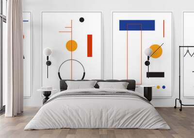 Geometric minimal background set. Simple primitive figures, modern posters suprematism bauhaus style. Vector illustration Wall mural