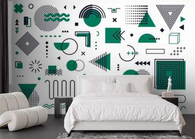 Memphis design elements. Abstract geometric line shapes, modern geometry set hipster 80s 90s style. Vector illustration Wall mural