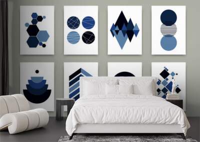 Modern abstract geometric poster set. Vector scandinavian flat art design templates. Simple trendy illustration swiss style for wallpaper, poster, flyer, banner, home decor Wall mural