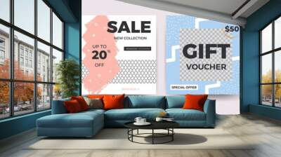 Modern promotion square web banner. Multipurpose fashion sale banner set for social media mobile apps and digital. Discount promo backgrounds layout Wall mural