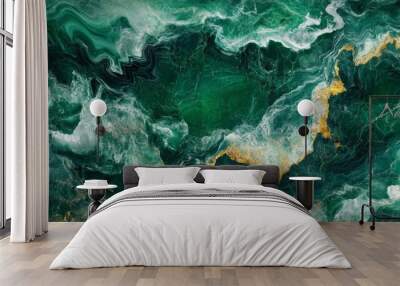 Abstract Green Marble Countertop. Textured Stone Design Background Wall mural