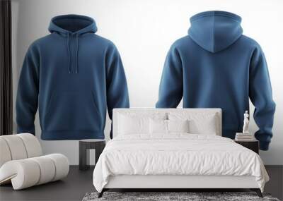 Blank blue hoodie mockup Wall mural