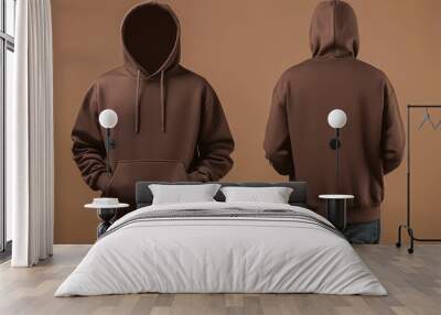 Blank brown hoodie mockup Wall mural