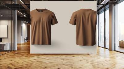 Blank brown short sleeve t-shirt mockup Wall mural