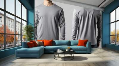 Blank gray long sleeve t-shirt mockup Wall mural