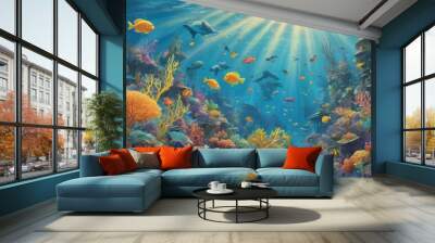 Coral Reefs landscape cartoon style Wall mural