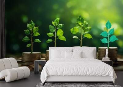 illustration of a green energy and eco-friendly investment concept. Wall mural