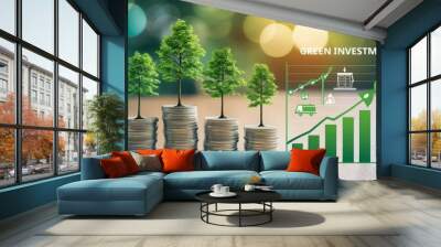 illustration of a green energy and eco-friendly investment concept. Wall mural