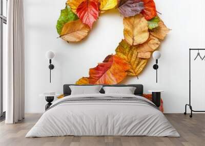 leaves gathered into number 2 isolated on white background Wall mural