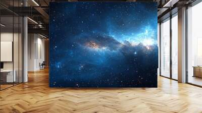 Space-themed banner design, wide angle, deep blue and black pallet, stars, galaxies, 8K, realism --ar 3:1 --quality 2 --stylize 200 --v 6.1 Job ID: cace4864-7797-4178-8c3a-1381ec879aef Wall mural