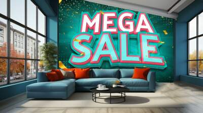 mega sale 3d style editable text effect Wall mural