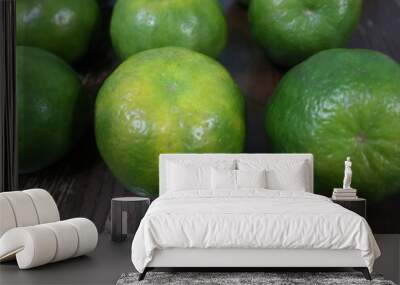 fresh food background of  green tangerines design for healthy diet Wall mural