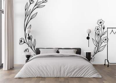 Flower and greenery frame and border Wall mural