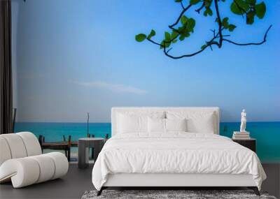 pier on the sea and blue sky and beach Wall mural