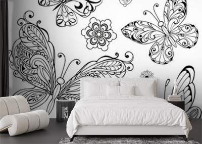 Collection of decorative butterflies for anti Stresa Coloring Wall mural