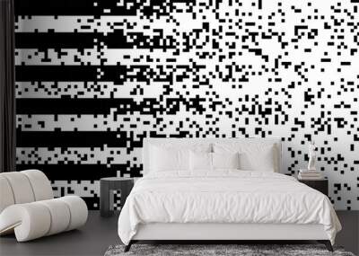 Black and white pixel effect transition pattern. Smooth motion with disappear effect. Vector Format Illustration  Wall mural