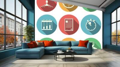 flat vector icons for microbiology Wall mural