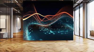 Abstract digital background. Can be used for technological processes, neural networks and AI, digital storages, sound and graphic forms, science, education, etc. Wall mural