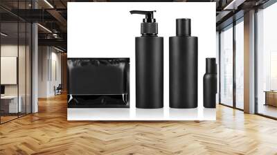 Big set of black personal hygiene products, isolated on white background Wall mural