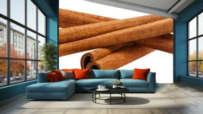 Cinnamon sticks, isolated on white background Wall mural