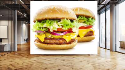 Delicious burgers, isolated on white background Wall mural