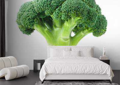 Delicious fresh broccoli, isolated on white background Wall mural