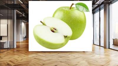 Delicious green apples cut out Wall mural