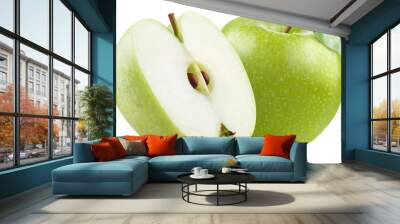 Delicious green apples cut out Wall mural