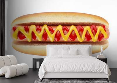 Delicious hot dog, isolated on white background Wall mural