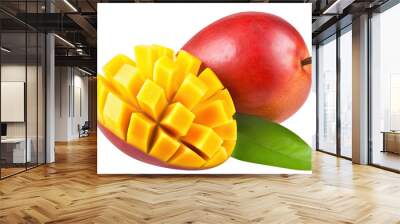 Delicious mango fruits cut out. Based on Generative AI Wall mural