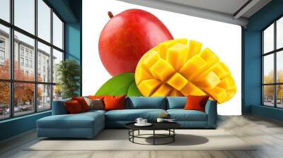 Delicious mango fruits cut out. Based on Generative AI Wall mural