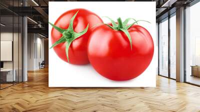 Delicious red tomatoes, isolated on white background Wall mural