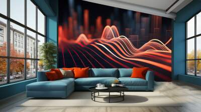 Digital abstract background. Can be used for technological processes, neural networks and AI, digital storages, sound and graphic forms, science, education, etc. Wall mural