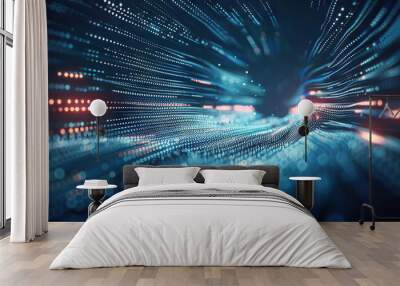 Digital backdround ideal for technological operations, neural networks, AI, data transmission and encryption, digital archives, audio and visual representations, scientific research Wall mural