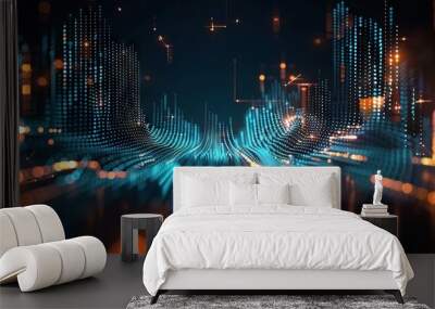 Digital background for tech, AI, data, audio, graphics, and more Wall mural