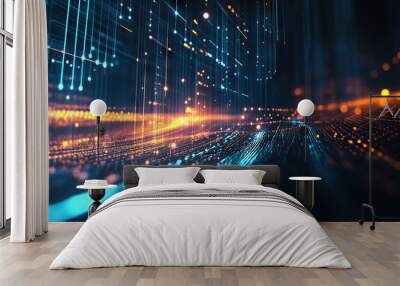 Digital background for tech, AI, data, audio, graphics, and more Wall mural