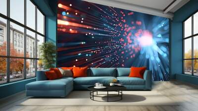 Digital background perfect for tech processes, neural networks, artificial intelligence, data transfer and encryption, digital archives, sound and graphic presentations, science, education, etc. Wall mural